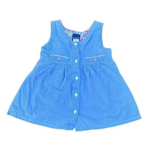 Vintage Kids Girls Honors Cotton Denim Floral Spring Jumper Dress Size 4T